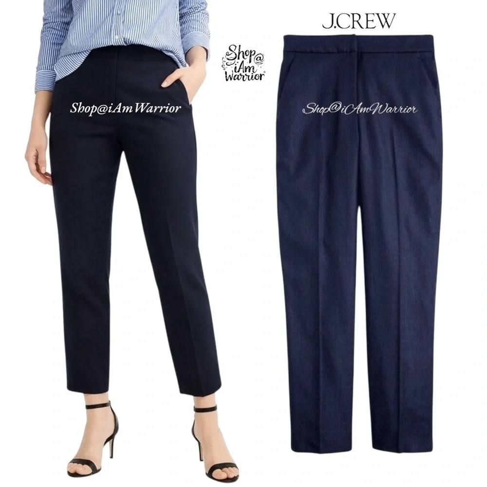 J.Crew NWT navy linen pull on ankle pants *shop@iamwarrior